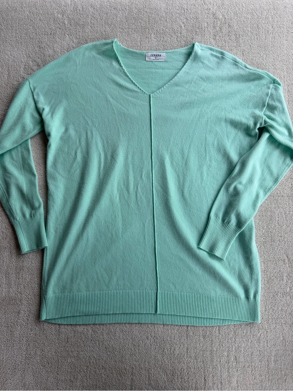 Zenana Outfitters Mint Green V-Neck Oversized Women's Sweater
